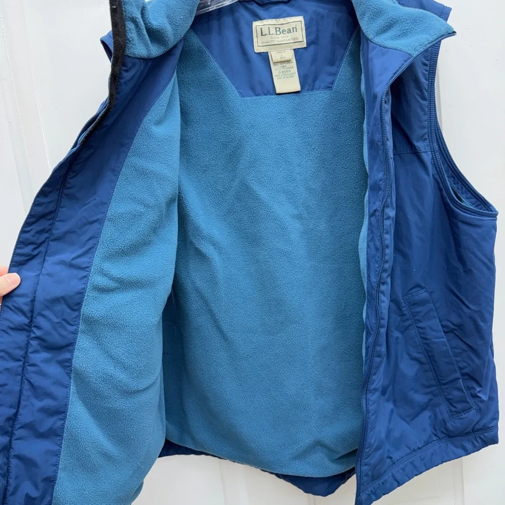 L.L. Bean blue fleece lined‎ vest men's large regular 0 BDR4